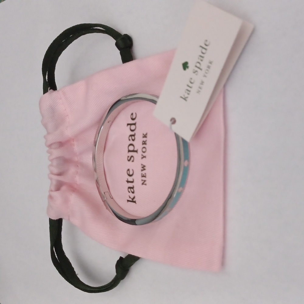Kate Spade Spot the Spade Enamel Hinged Bangle Bracelet, Teal Blue Glow